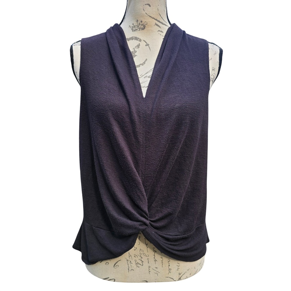 Sanctuary Womens Black Twist Front Sleeveless V-Neck Knit Top Medium